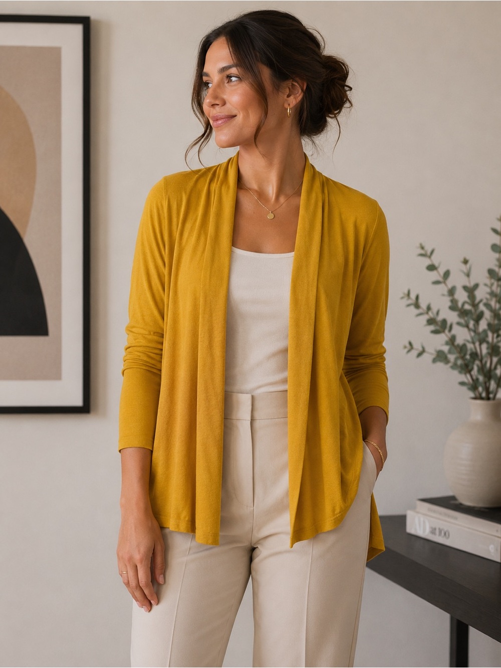 Zara Mustard Yellow Open Front Cardigan